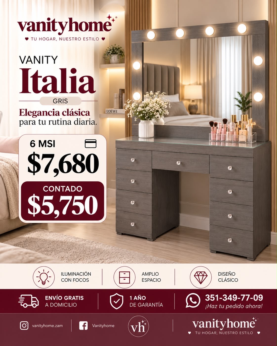Vanity Italia Gris