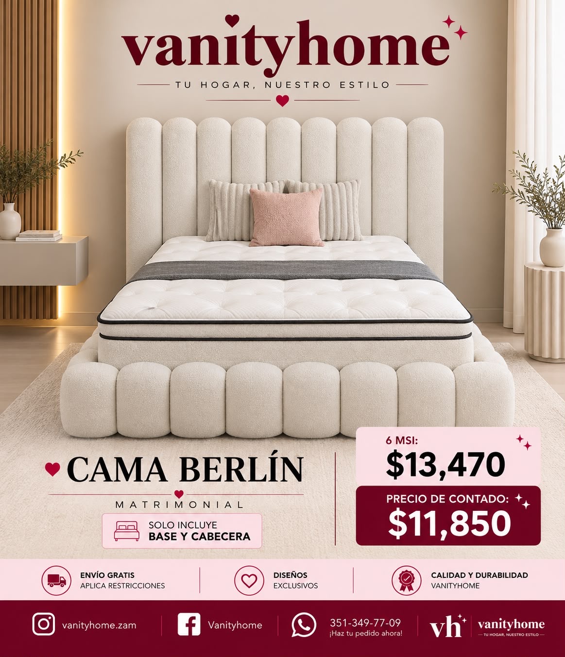 Cama Berlin Marfil Matromonial