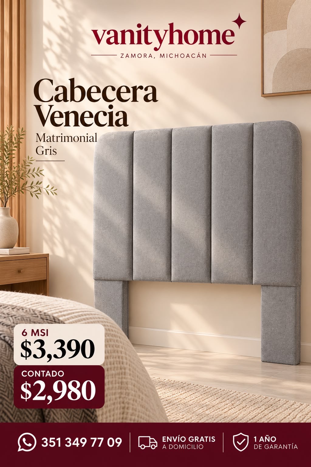 Cabecera Matrimonial Gris