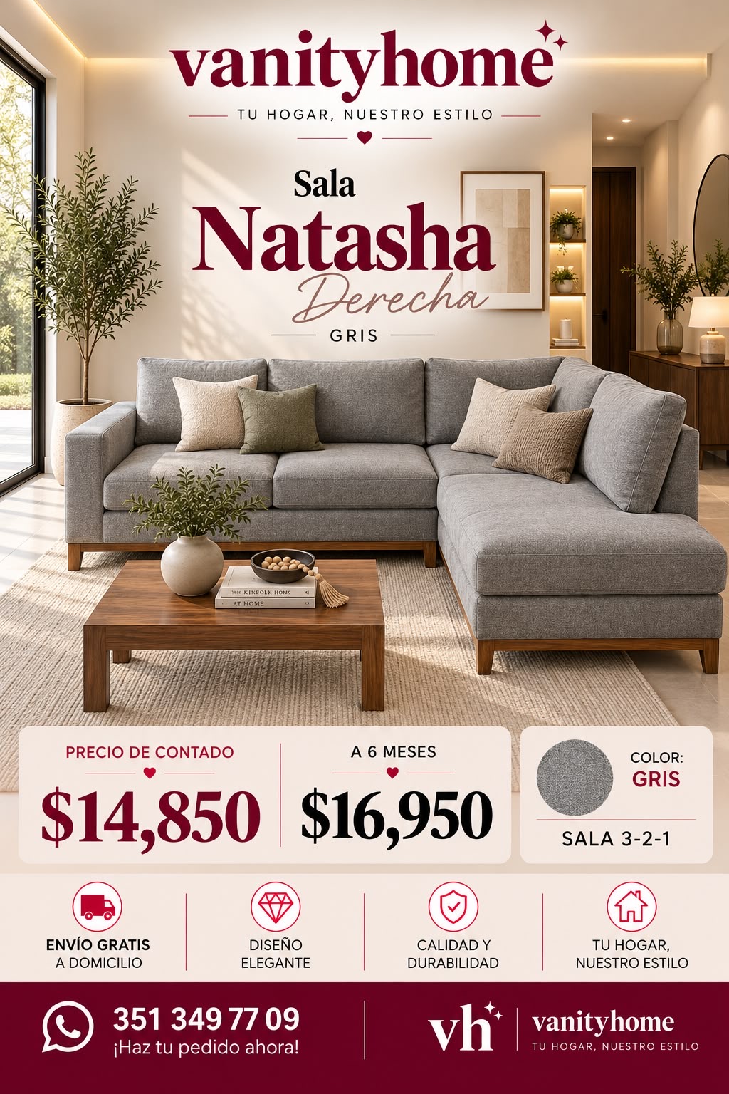 Sala Natasha Gris Derecha