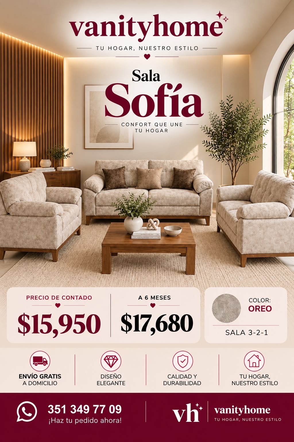 Sala Sofía Oreo 3-2-1