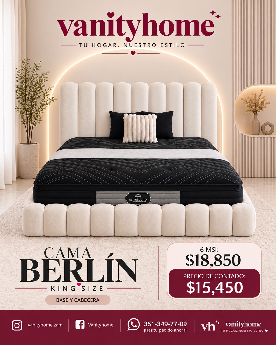 Cama Berlin Marfil King Size
