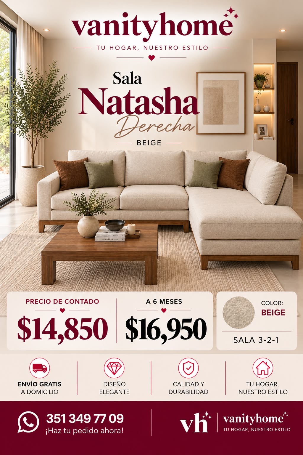 Sala Natasha Beige Derecha