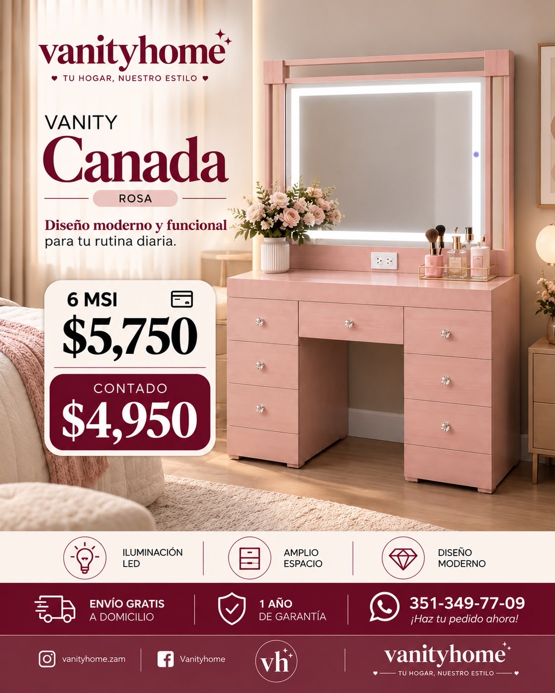 Vanity Canadá Rosa