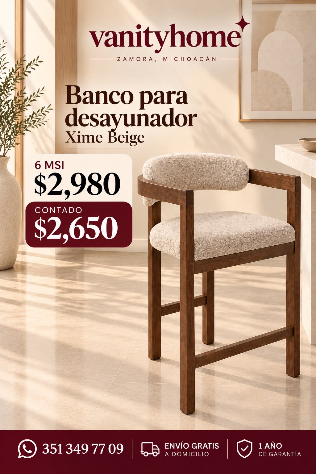Silla para Desayunador Beige
