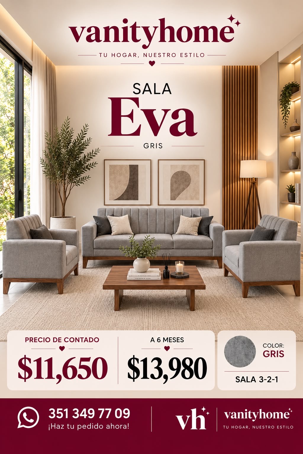 Sala Eva Gris 3-2-1