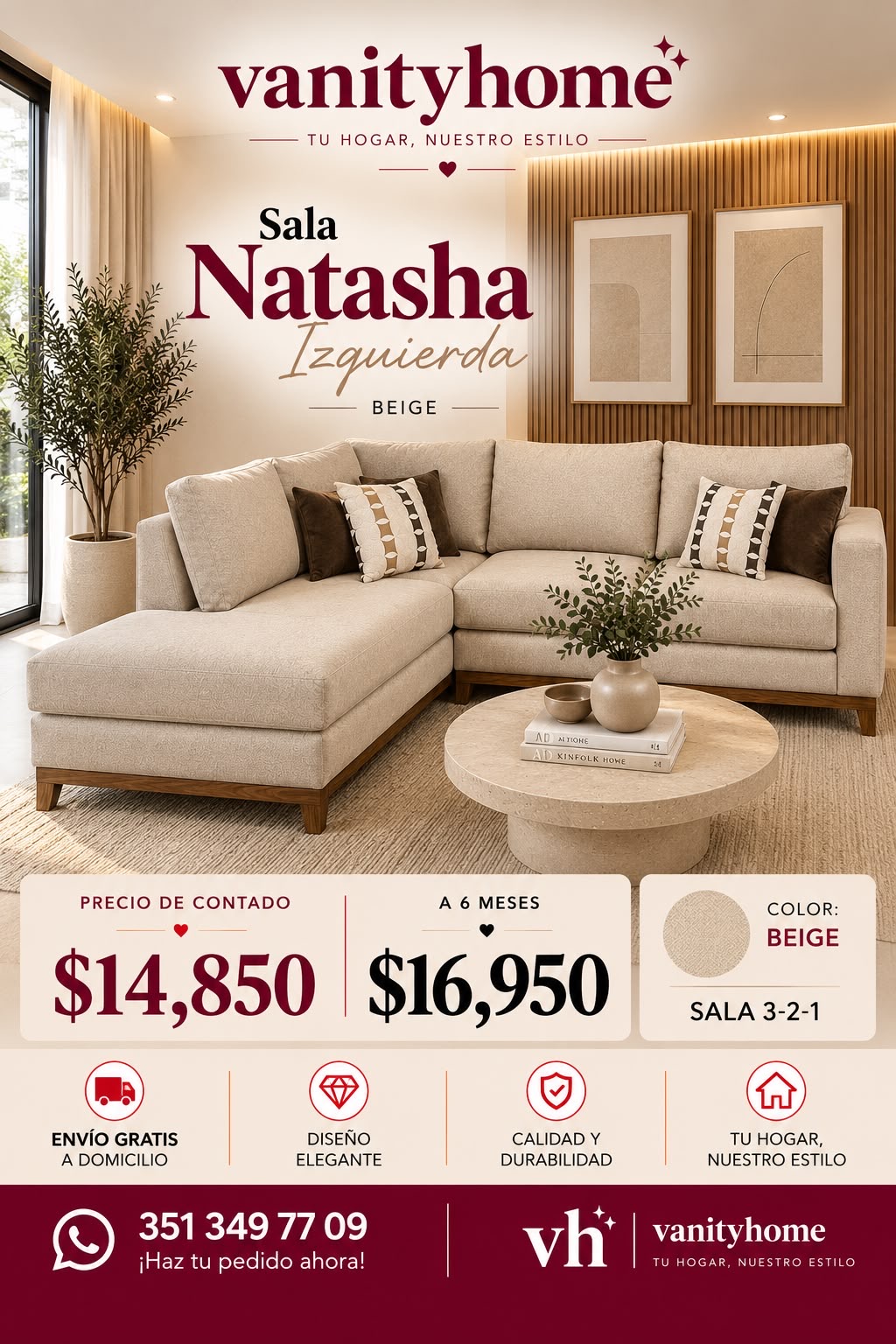 Sala Natasha Beige Izquierda
