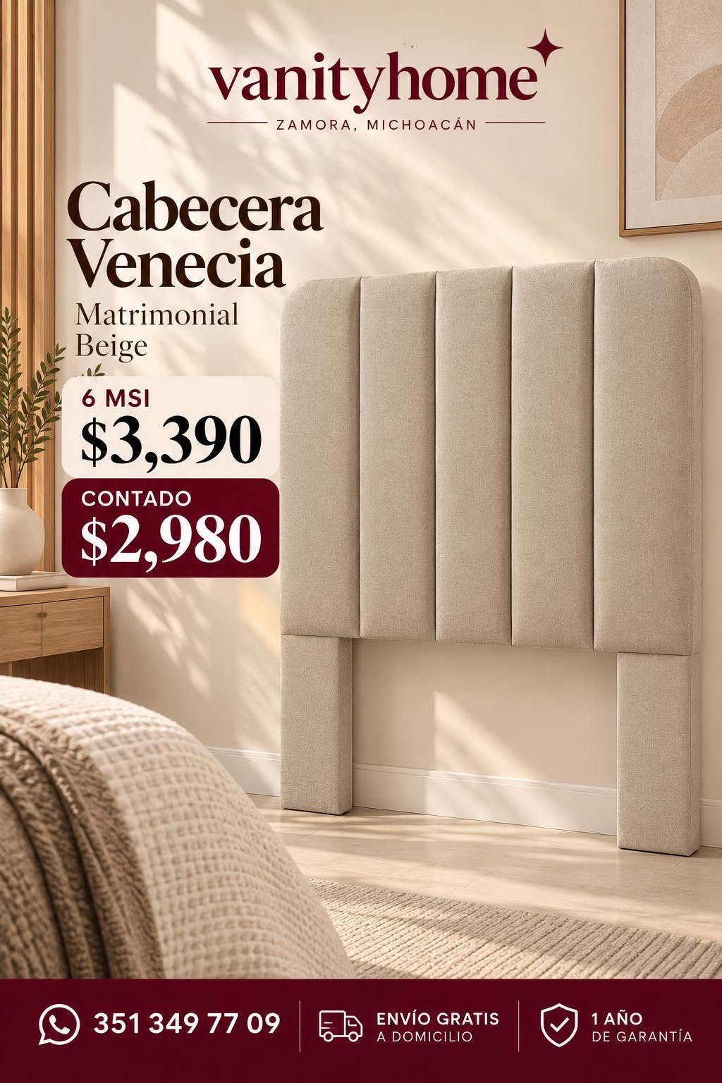 Cabecera Matrimonial Beige