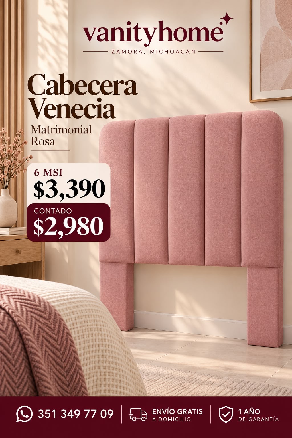 Cabecera Matrimonial Rosa