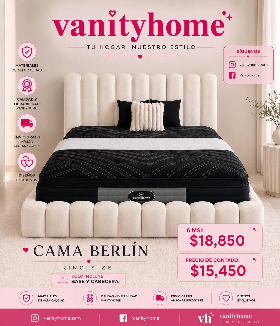 Cama Berlin Marfil King Size