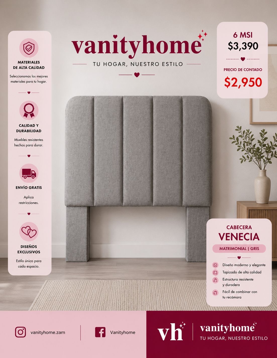 Cabecera Matrimonial Gris