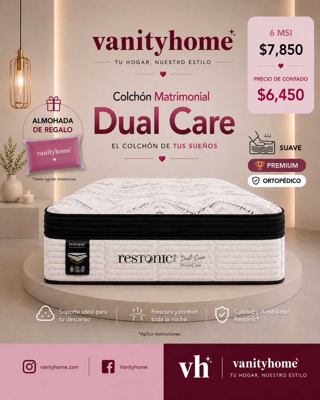 Colchón Restonic Dual Care Matrimonial