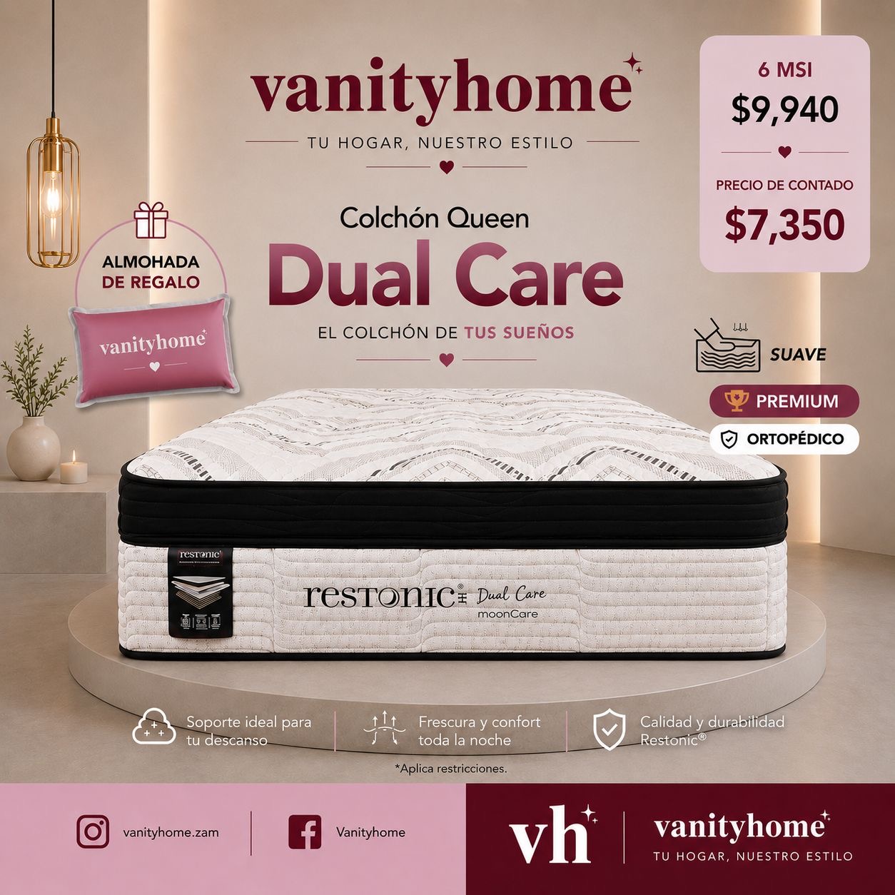 Colchón Restonic Dual Care Queen Size