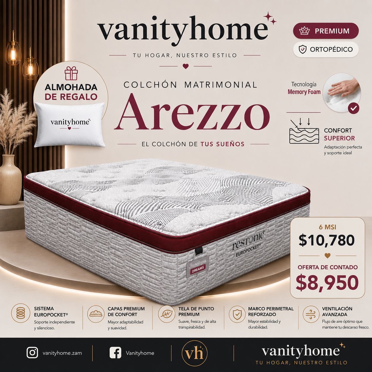 Colchón Restonic Arezzo Matrimonial