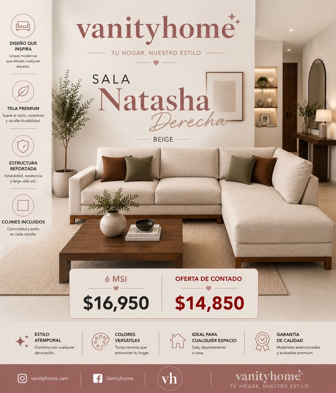 Sala Natasha Beige Derecha
