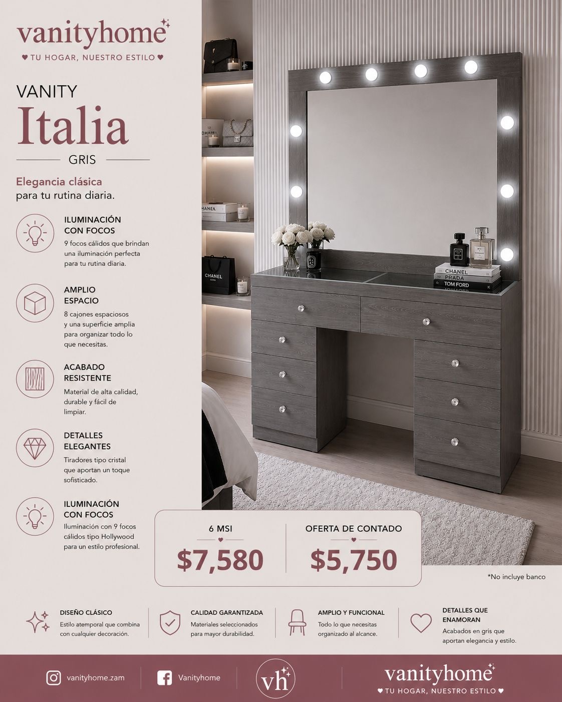 Vanity Italia Gris