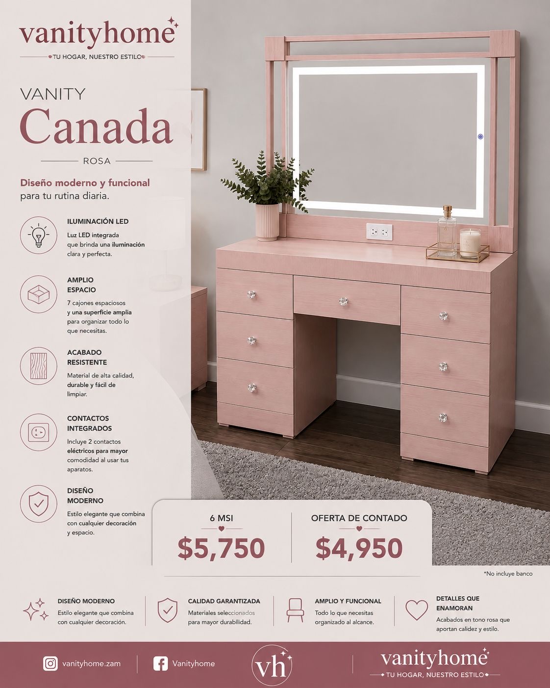Vanity Canadá Rosa